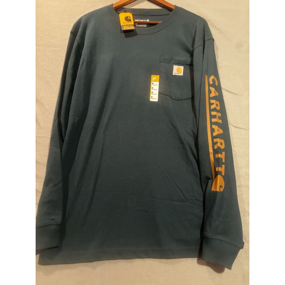 NEW Carhartt Mens Med Loose Fit Heavyweight Long Sleeve Pocket Logo Shirt